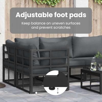 Tuinbankenset met kussen 7 pcs Zwart Aluminium