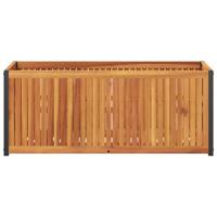 Plantenbak 110x45x44 cm massief acaciahout en staal - thumbnail