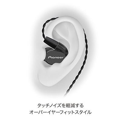 Pioneer SE-CH5T (K) Hi-Res Audio In-Ear hoofdtelefoon (over-the-ear-kabel, krimpvrij, gevlochten design, bedieningselement, microfoon, oproepnamefunctie, voor iPhone, Android smartphones), zwart