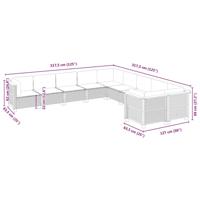 10-delige Loungeset met kussens poly rattan zwart - thumbnail