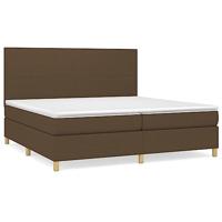 Boxspring met matras stof donkerbruin 200x200 cm - thumbnail