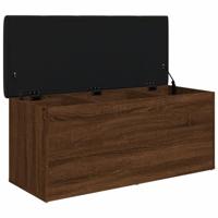 Opbergbankje 102x42x45 cm bewerkt hout bruin eikenkleur - thumbnail