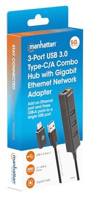 Manhattan 180894 USB 3.2 Gen 1-hub 4 poorten Zwart