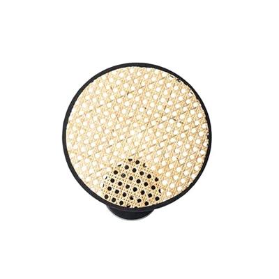 QAZQA Landelijke wandlamp zwart met rotan 25 cm - Kata