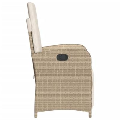 Tuinstoel verstelbaar met voetensteun poly rattan beige - thumbnail