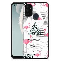 OnePlus Nord N100 Dierenprint Telefoonhoesje Flamingo Triangle - thumbnail