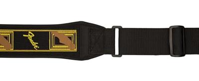 Fender Swell Neoprene Logo Strap Black-Yellow-Brown Mono gitaarband