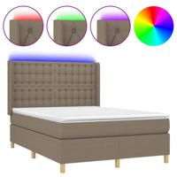 Boxspring met matras en LED stof taupe 140x190 cm - thumbnail