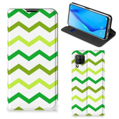 Huawei P40 Lite | Hoesje met Magneet | Zigzag Groen Huawei P40 Lite | Hoesje met Magneet | Zigzag Groen