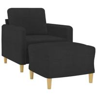 Fauteuil met voetenbank 60 cm stof zwart - thumbnail