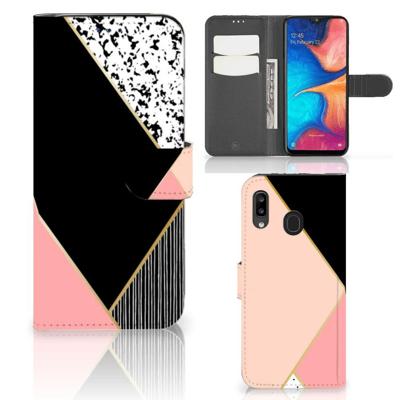 Samsung Galaxy A30 | Book Case | Zwart Roze Vormen