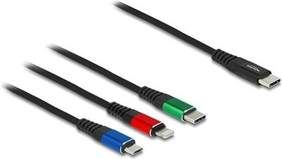 Delock USB-laadkabel USB 2.0 USB-C stekker, USB-C stekker, USB-micro-B stekker, Apple Lightning stekker 1.00 m Zwart 86596
