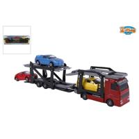 2-play die-cast vrachtwagen transporter met auto's, 26cm - thumbnail