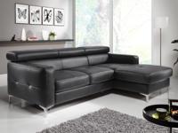 Converteerbare zitbank SAMIRA met longchair rechts eco-leder zwart - thumbnail