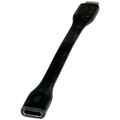 ROLINE USB4 Gen3x2 kabel, C-C, M/F, 8K UHD-2, 40Gbit/s, 100W, extra plat, zwart, 11,5 cm