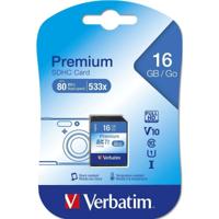 SD Geheugenkaart Verbatim PREMIUM SDHC C10/U1 16 GB - thumbnail