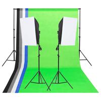 VidaXL Studioverlichtingsset met achtergronden en softboxen - thumbnail