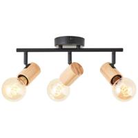 Brilliant PlafondlampKerry 3-lichts zwart met hout - 99715/76 - thumbnail