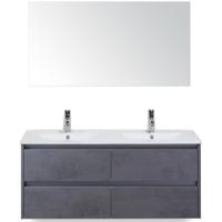 Dante Badmeubelset 120 cm - Beton Antraciet - Keramische Wastafel Wit Enjoy met Spiegel - thumbnail
