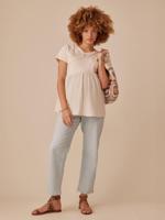 Zwangerschapsshirt van twee materialen ENVIE DE FRAISE zandbeige - thumbnail