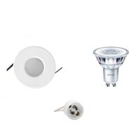 GU10 Inbouwspot Set - Mat Wit - Inbouw Rond - Waterdicht IP65 - Philips - CorePro 830 36D - Dimbaar - Aigi - 3W - Warm Wit 3000K - Ø82mm - thumbnail