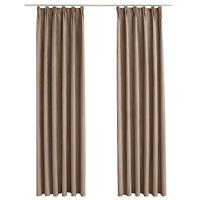 VidaXL Gordijnen verduisterend met haken 2 st 140x245 cm taupe - thumbnail