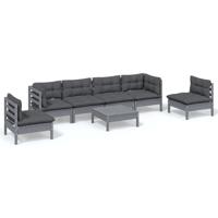 7-delige Loungeset met kussens massief grenenhout - thumbnail