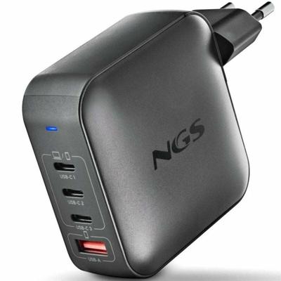 NGS Bud 165 W, ultrasnelle wandlader met 4 poorten, 3 USB-C(PD3.1 & PPS), 1 USB-A (QC 3.0, 30 W), compact en draagbaar voor smartphones, tablets, laptops, vuurvaste GAN-materialen, gelijktijdig