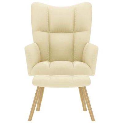 Relaxstoel met voetenbank stof crmekleurig Relaxstoel met voetenbank stof crmekleurig