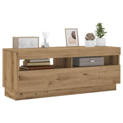 Tv-meubel met LED 100x35x40 cm bewerkt hout artisanaal eiken Tv-meubel met LED 100x35x40 cm bewerkt hout artisanaal eiken
