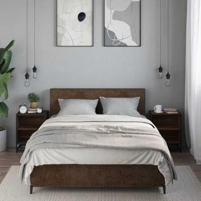 Nachtkastjes 2 st 40x31x50cm bewerkt hout en metaal bruin eiken