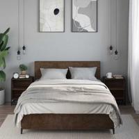 Nachtkastjes 2 st 40x31x50cm bewerkt hout en metaal bruin eiken - thumbnail