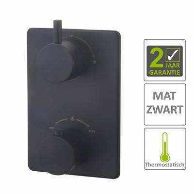 AQS Afbouwdeel Cemal Douche Thermostaat 2Weg Mat Zwart Boss & Wessing