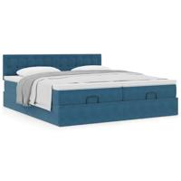 Ottoman bed met matrassen 180x200cm fluweel donkerblauw - thumbnail