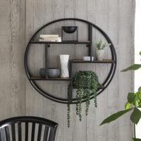 Artistiq Rond Wandrek 'Duc' Mangohout en metaal, 75cm - thumbnail