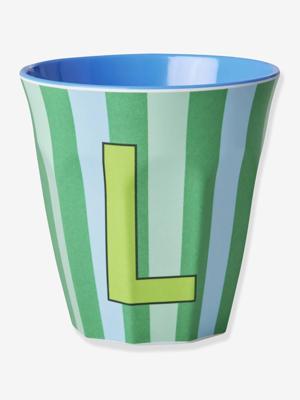 Gestreepte melamine mok LETTER L rice, medium 250 ml meerkleurig