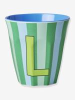 Gestreepte melamine mok LETTER L rice, medium 250 ml meerkleurig - thumbnail