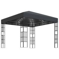 VidaXL Prieel met led-lichtslinger 3x3 m antracietkleurig - thumbnail