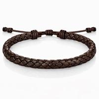 Heren Armband Gevlochten Leer Bruin Verstelbaar - thumbnail