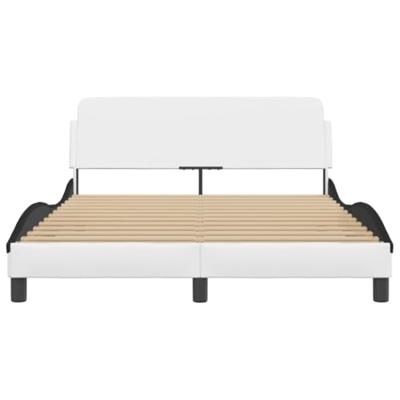 Bedframe met hoofdbord kunstleer zwart en wit 120x200 cm