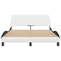 Bedframe met hoofdbord kunstleer zwart en wit 120x200 cm - thumbnail