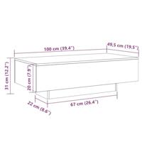 Salontafel 100x49,5x31 cm bewerkt hout oud houtkleurig - thumbnail