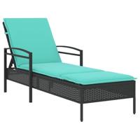 Ligbed met Kussen Zwart 63x200x81 cm Poly Rattan - thumbnail