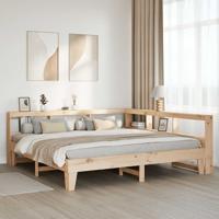 Bed met boekenkast zonder matras massief grenenhout 200x200 cm - thumbnail