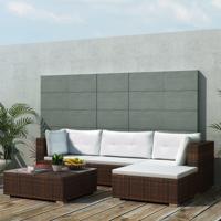 5-delige Loungeset met kussens poly rattan bruin - thumbnail
