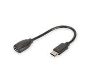 DIGITUS USB 2.0 adapterkabel - 0,1 m - USB C (St) naar USB Micro B (Bu) - 480 Mbit/s - USB-adapter - zwart - thumbnail