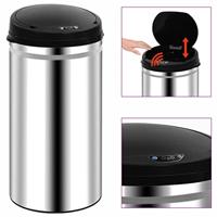VidaXL Prullenbak met automatische sensor 50 l roestvrij staal - thumbnail
