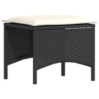 3-delige Tuinset met kussens poly rattan zwart - thumbnail