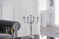 Kandelaar MODERN BAROK 40cm zilveren 5-armige kroonluchter gepolijst aluminium kaarshouder - 17363 - thumbnail