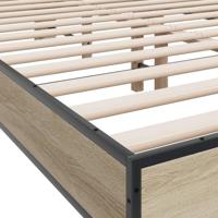 Bedframe bewerkt hout metaal sonoma eikenkleurig 135x190 cm - thumbnail